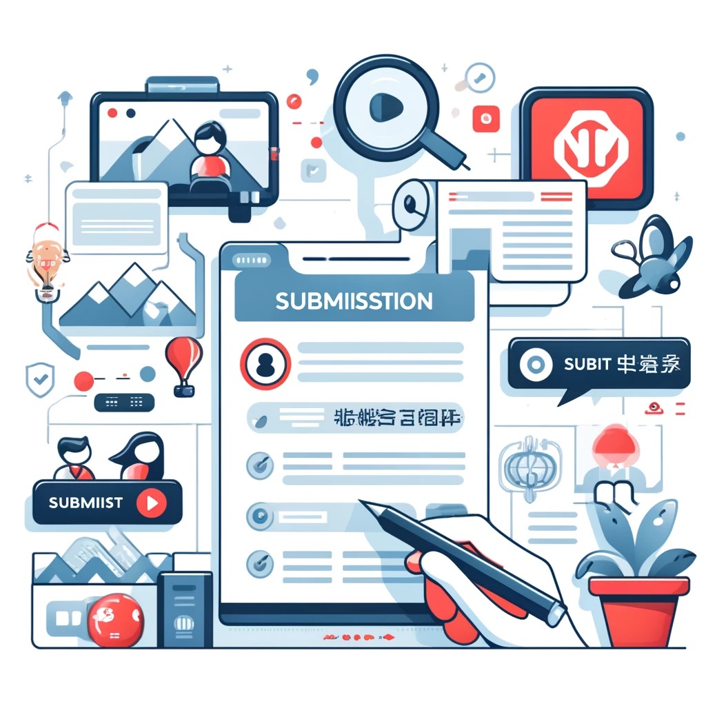 DALL·E 2024-06-09 23.07.57 - An illustration showing the process of submitting an article on Xinhuanet, including fillin