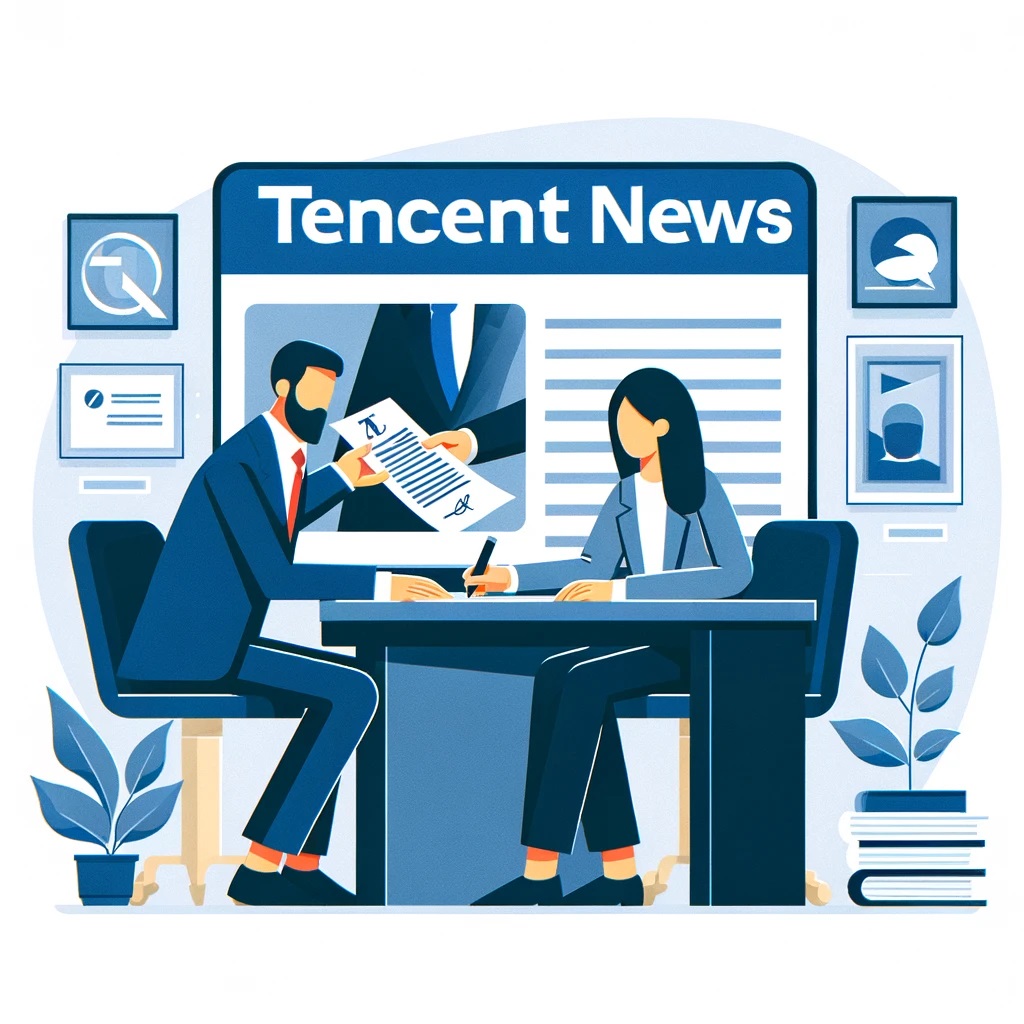 DALL·E 2024-06-11 23.12.24 - An illustration of a professional writer signing a contract with Tencent News. The scene in
